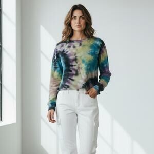 Mother Denim The Hugger Swirling Secrets Tie Dye Sweatshirt XS